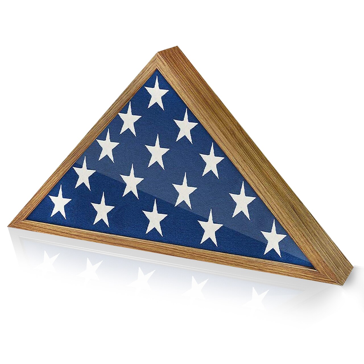 Americanflat Small Flag Display Case for Burial Flag - Fits Folded Flag - Elegant Military Flag Display Case - Plexiglass Cover - Triangle Hanging Hardware - Brown